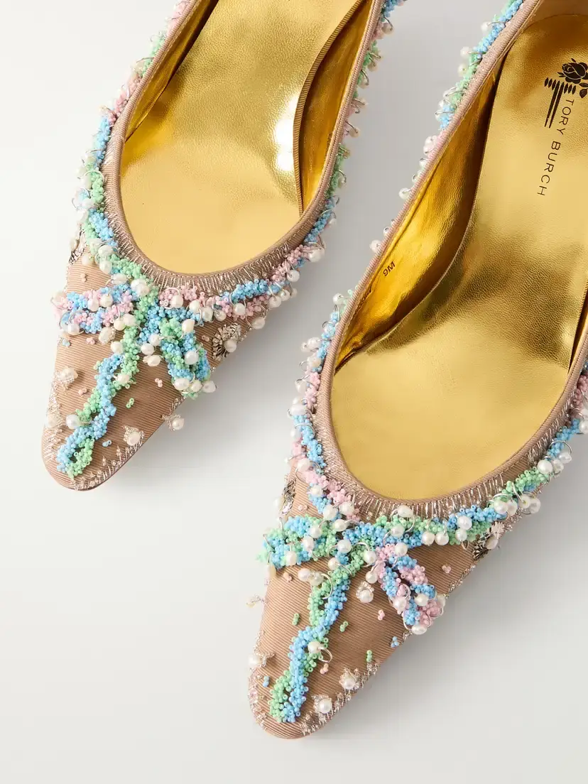 Tory Burch 45 Bead-embellished Canvas Pumps | Thumbnail 5 Tory Burch 45 Bead-embellished Canvas Pumps | Thumbnail 5