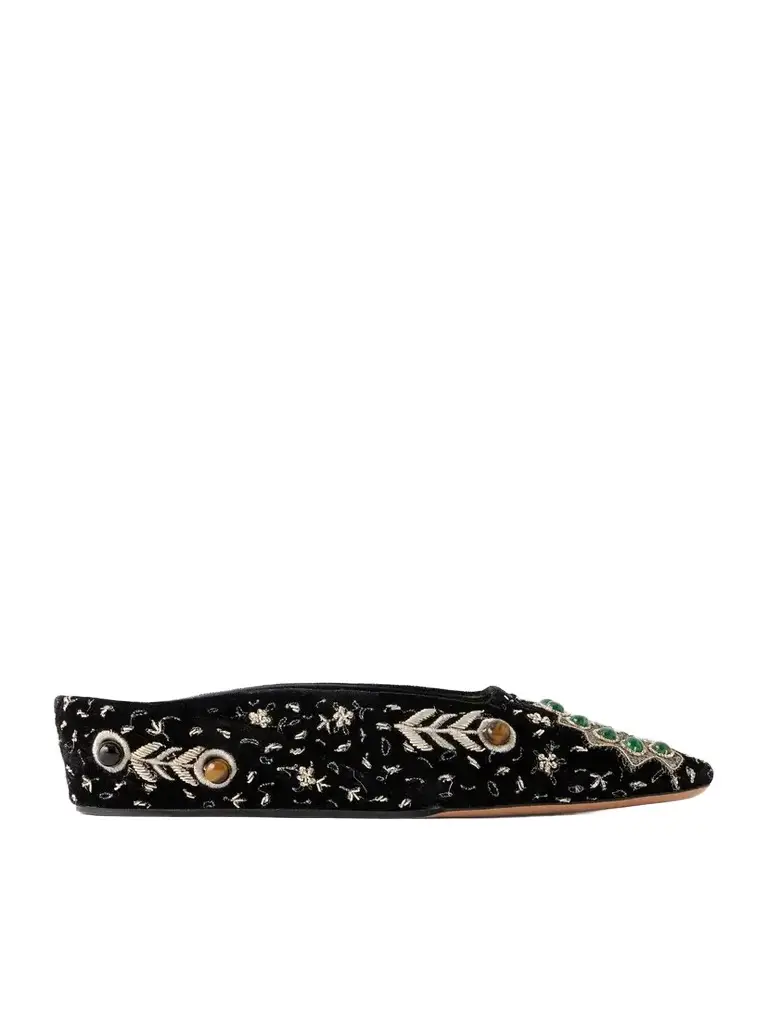 Zimmermann Atelier Embellished Embroidered Cotton Mules
