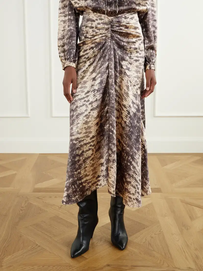 Isabel Marant Laren Gathered Printed Silk-crepe Midi Skirt | Thumbnail 3 Isabel Marant Laren Gathered Printed Silk-crepe Midi Skirt | Thumbnail 3