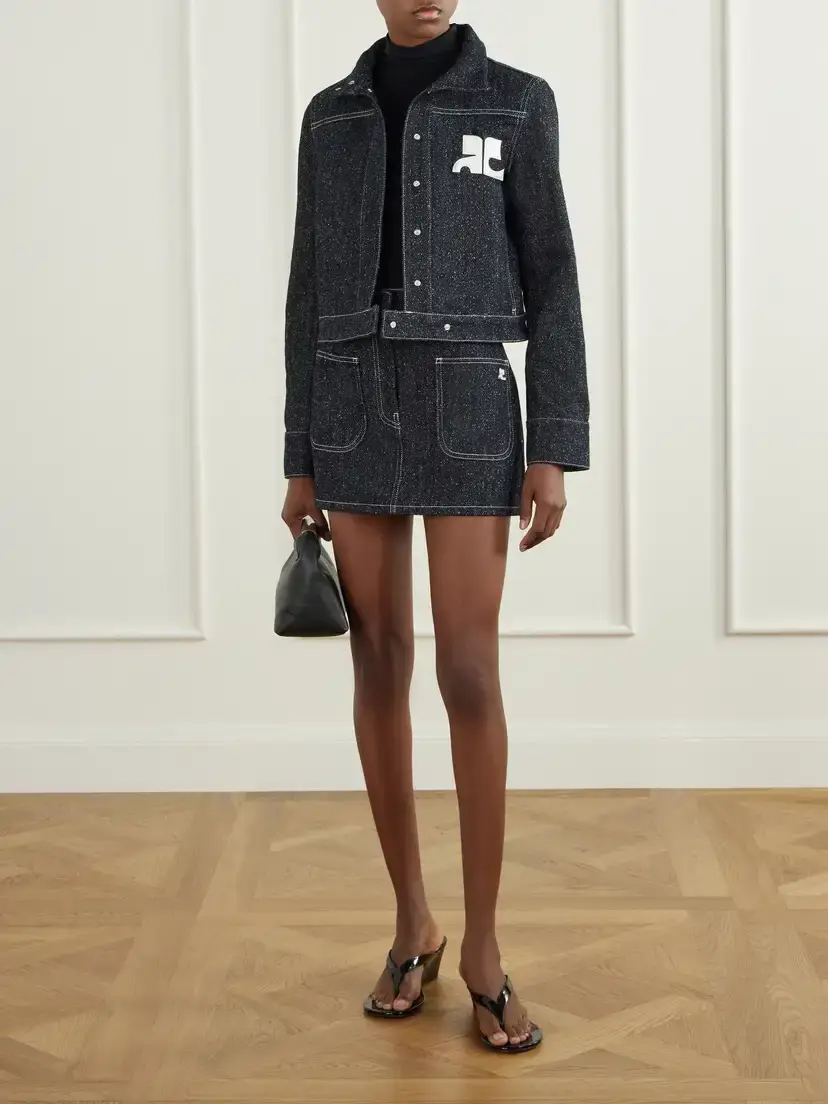 Courrèges Logo-embellished Denim-tweed Mini Skirt | Thumbnail 2