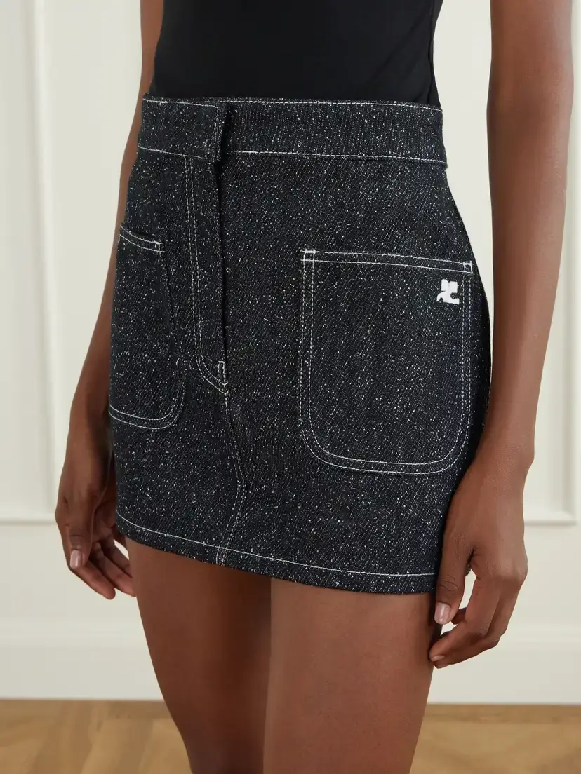 Courrèges Logo-embellished Denim-tweed Mini Skirt | Thumbnail 5