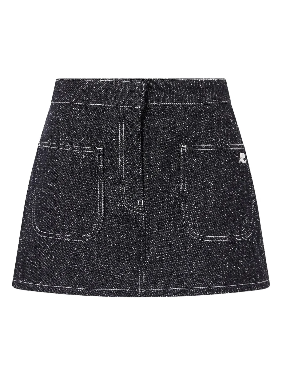 Courrèges Logo-embellished Denim-tweed Mini Skirt