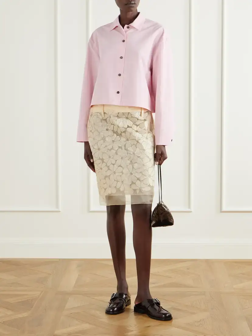Marni Tiered Floral-appliquéd Organza Midi Skirt | Thumbnail 2