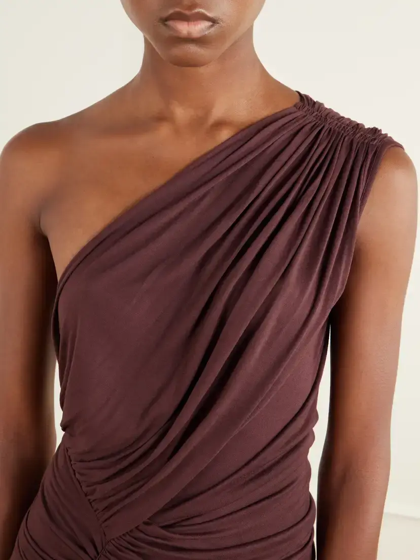 Rick Owens Avra One-shoulder Ruched Jersey Maxi Dress | Thumbnail 4 Rick Owens Avra One-shoulder Ruched Jersey Maxi Dress | Thumbnail 4