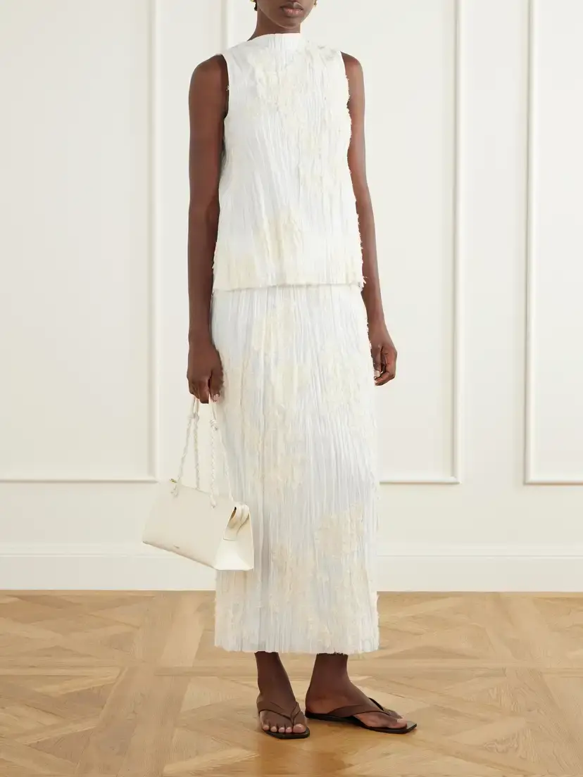 Kallmeyer Esse Embellished Pleated Voile Cotton And Silk-blend Midi Skirt | Thumbnail 2 Kallmeyer Esse Embellished Pleated Voile Cotton And Silk-blend Midi Skirt | Thumbnail 2