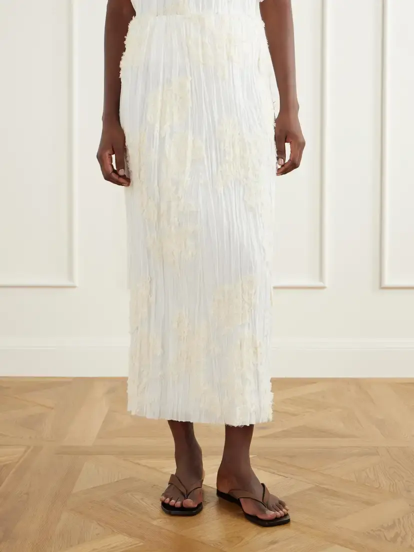 Kallmeyer Esse Embellished Pleated Voile Cotton And Silk-blend Midi Skirt | Thumbnail 3 Kallmeyer Esse Embellished Pleated Voile Cotton And Silk-blend Midi Skirt | Thumbnail 3