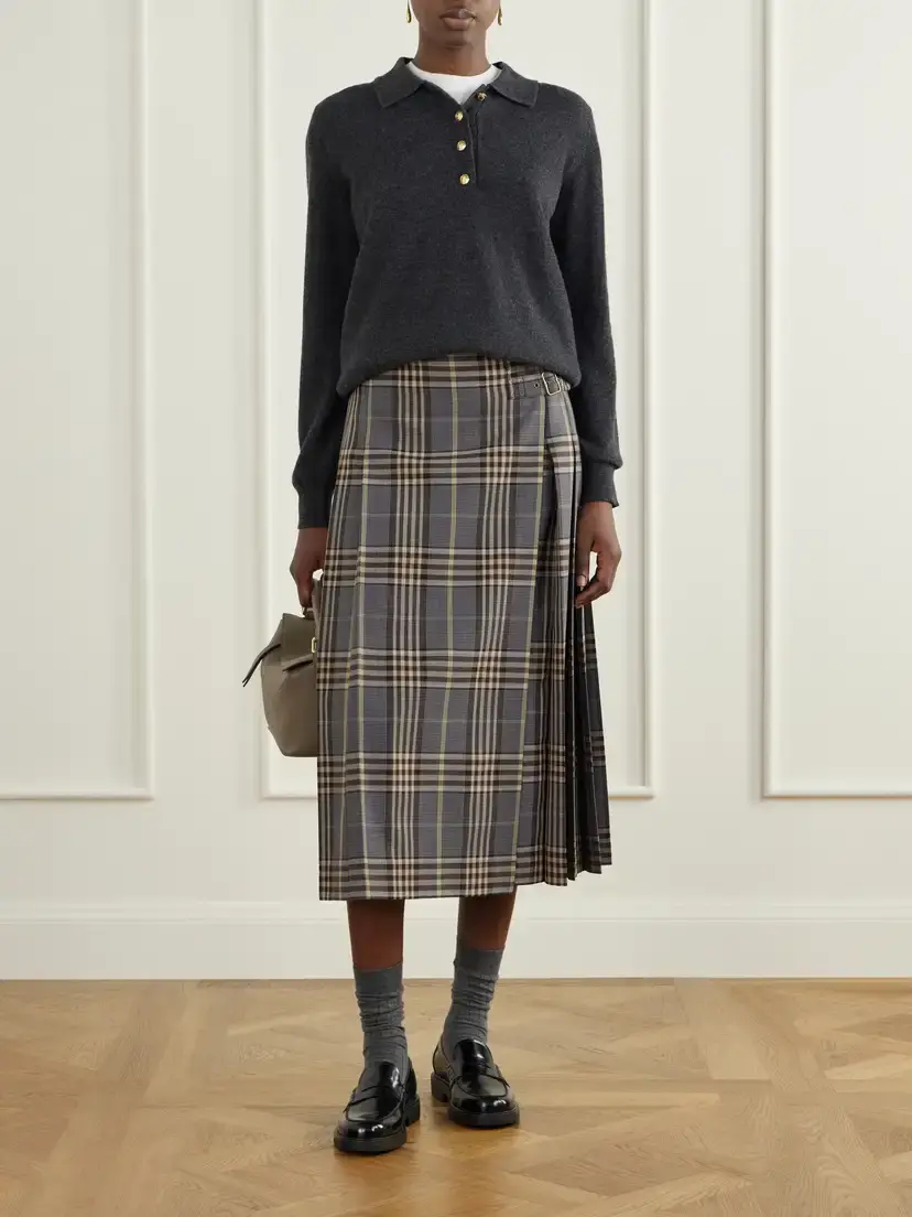 Burberry Pleated Checked Wool Midi Skirt | Thumbnail 2 Burberry Pleated Checked Wool Midi Skirt | Thumbnail 2