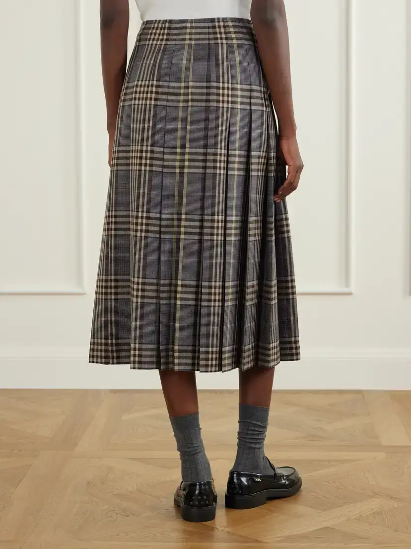 Burberry Pleated Checked Wool Midi Skirt | Thumbnail 4 Burberry Pleated Checked Wool Midi Skirt | Thumbnail 4