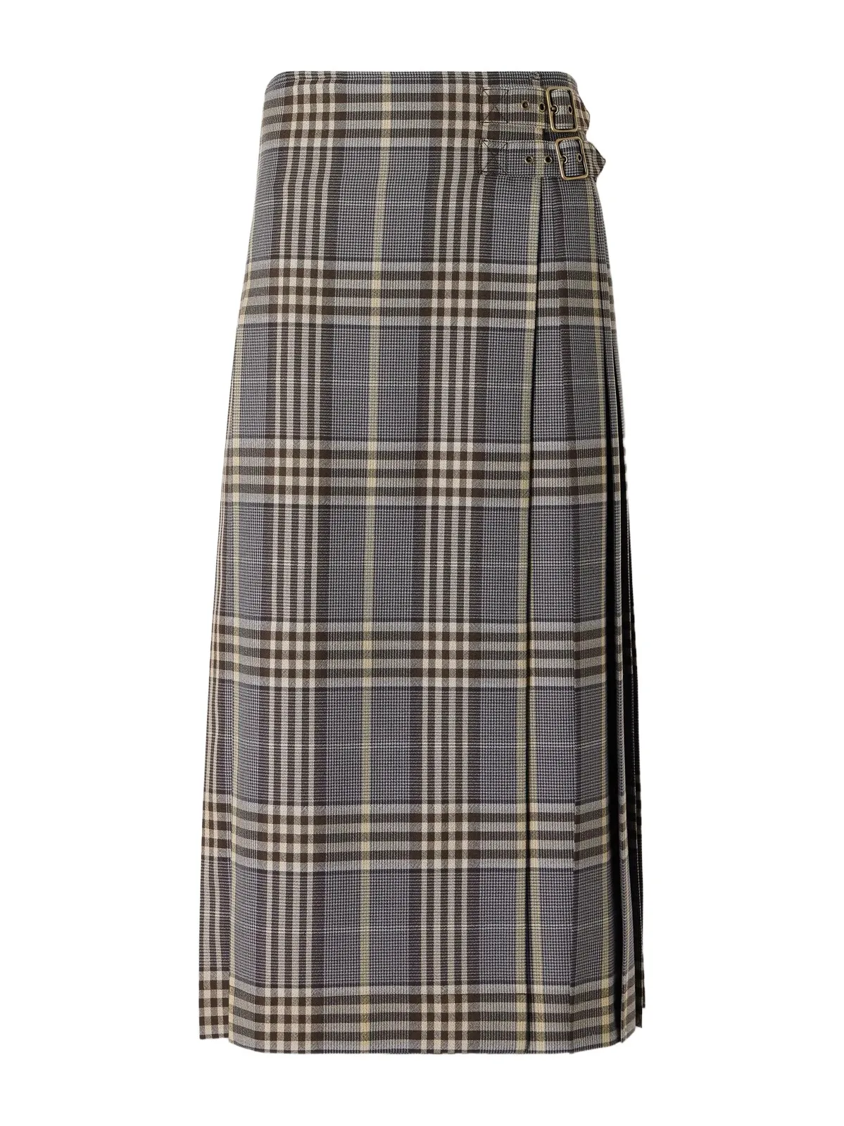 Pleated Checked Wool Midi Skirt Pleated Checked Wool Midi Skirt