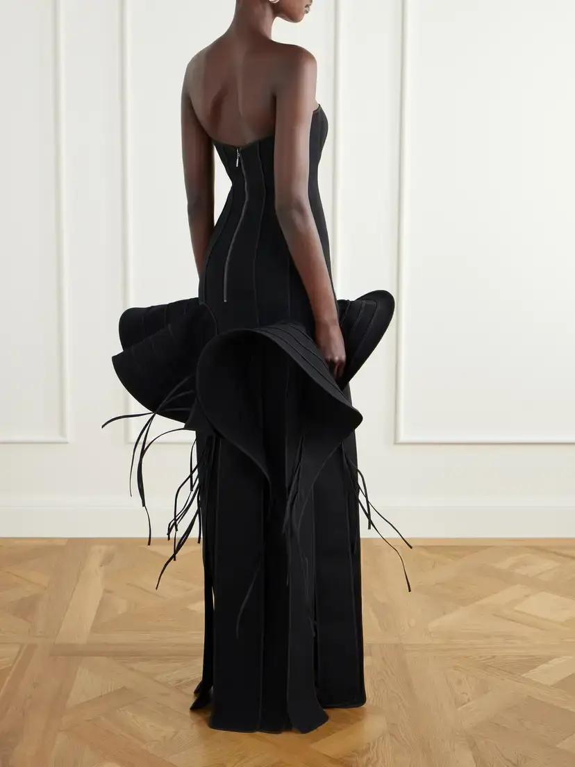 Maticevski Kingdom Strapless Ruffled Paneled Crepe Gown | Thumbnail 3