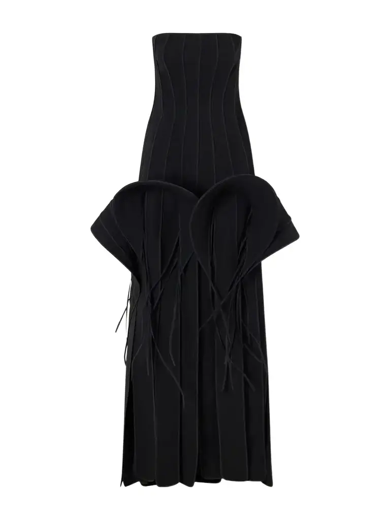 Maticevski Kingdom Strapless Ruffled Paneled Crepe Gown