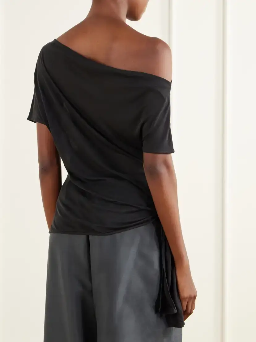 St. Agni Off-the-shoulder Asymmetric Tie-detailed Tencel™ Lyocell Blouse | Thumbnail 4 St. Agni Off-the-shoulder Asymmetric Tie-detailed Tencel™ Lyocell Blouse | Thumbnail 4
