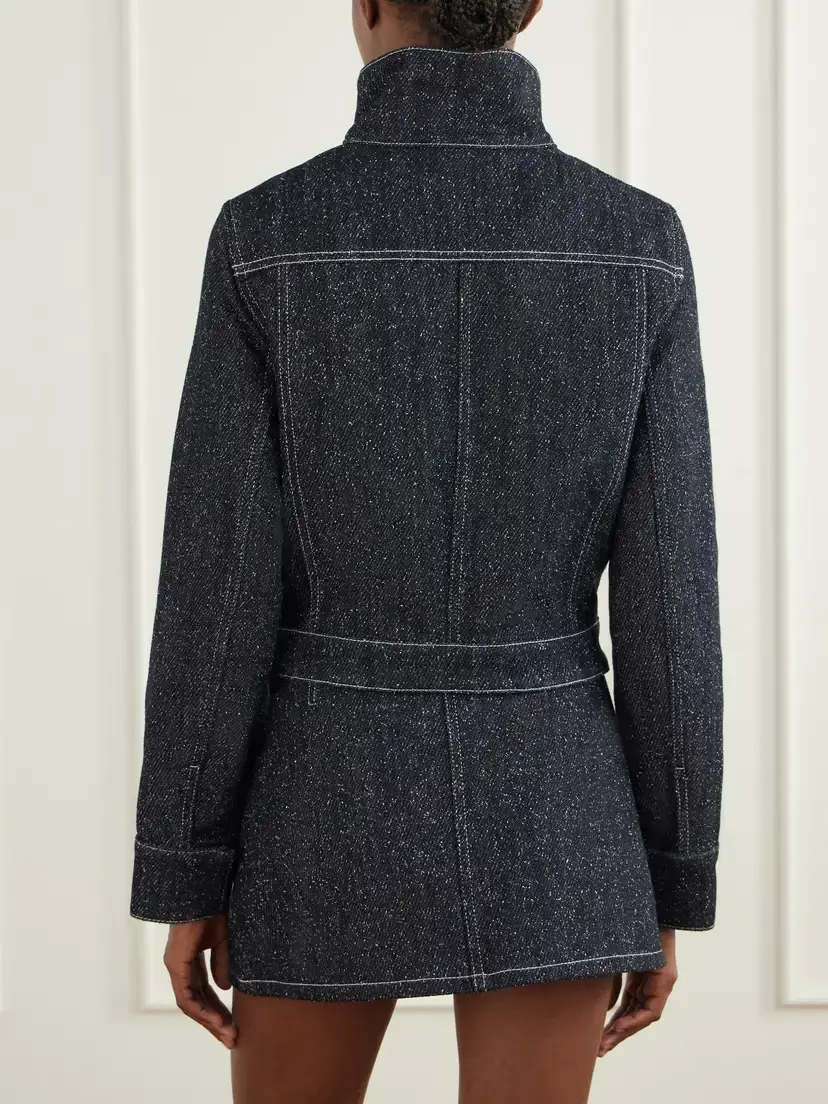 Courrèges Logo-embellished Denim-tweed Jacket | Thumbnail 4 Courrèges Logo-embellished Denim-tweed Jacket | Thumbnail 4
