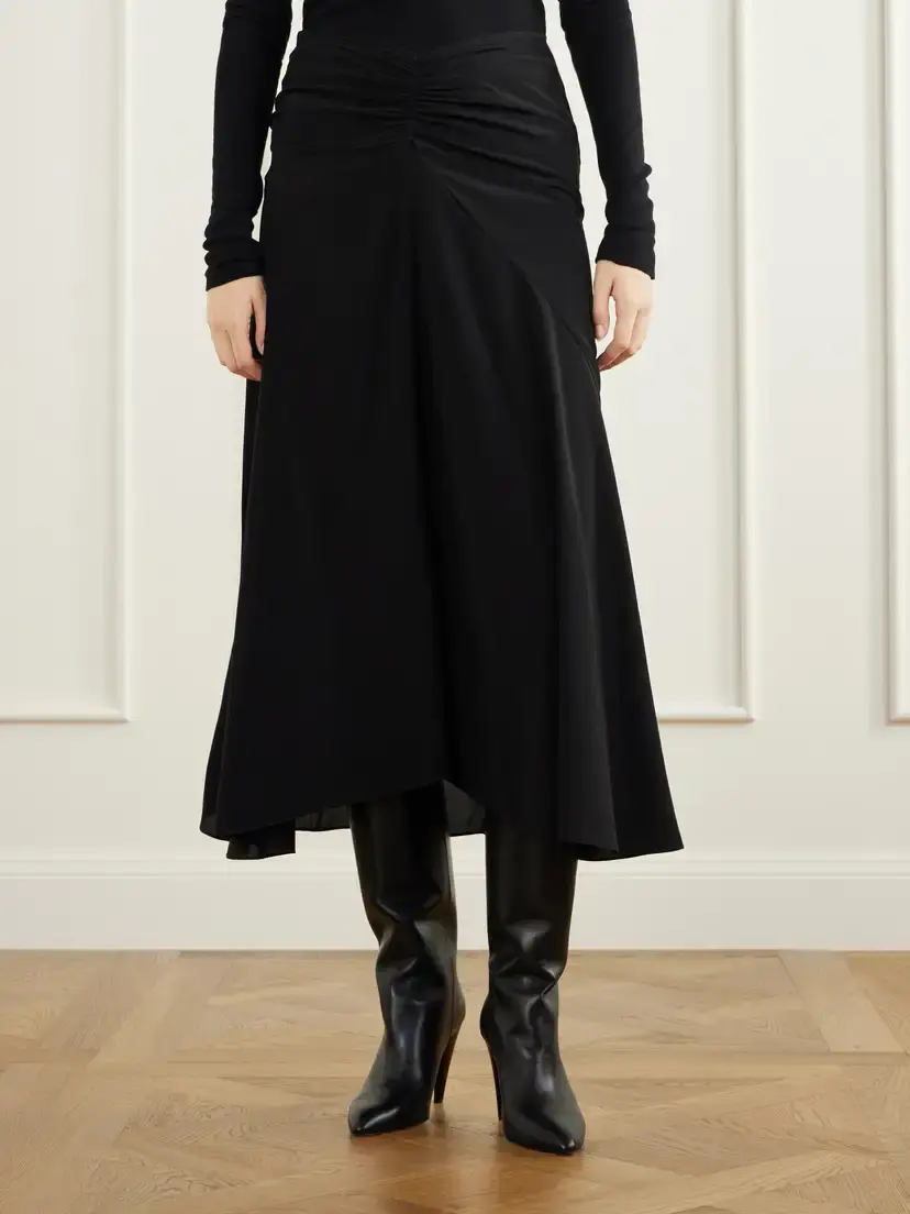 Isabel Marant Laren Gathered Silk-crepe Midi Skirt | Thumbnail 3