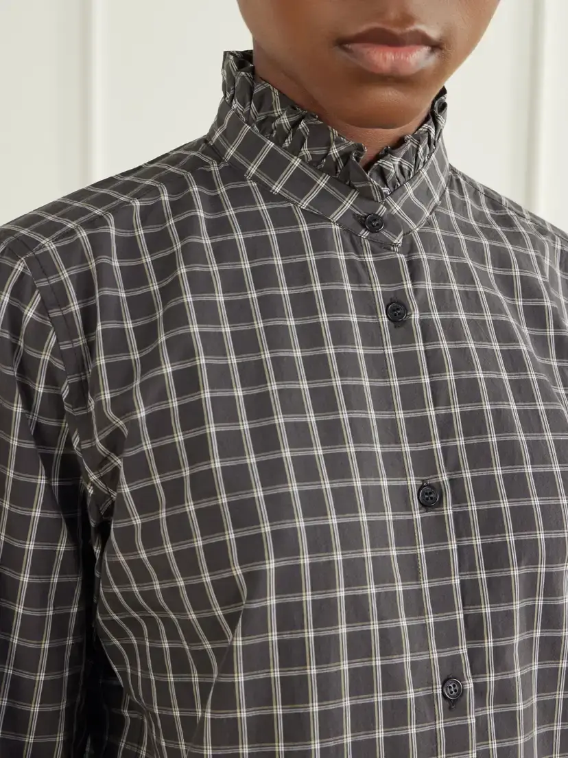 Nili Lotan Elio Ruffle-trimmed Checked Cotton Shirt | Thumbnail 5 Nili Lotan Elio Ruffle-trimmed Checked Cotton Shirt | Thumbnail 5