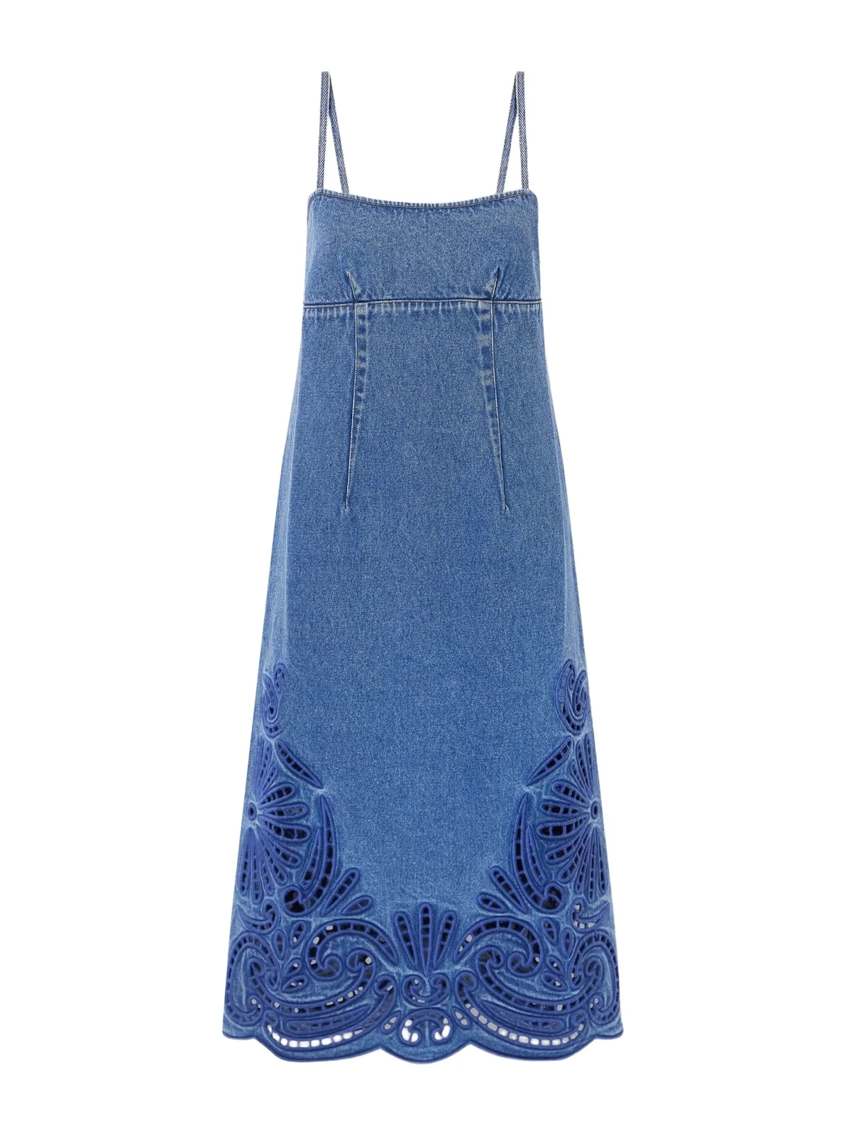 Ulla Johnson The Jane Eyelet Broderie Anglaise Denim Midi Dress