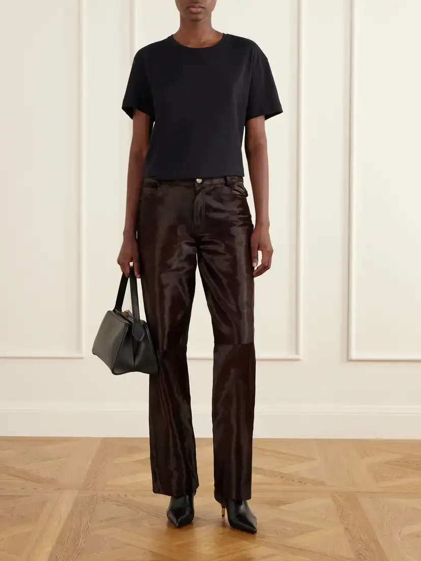 Nour Hammour Kitty Mid-rise Calf Hair Wide-leg Pants | Thumbnail 2