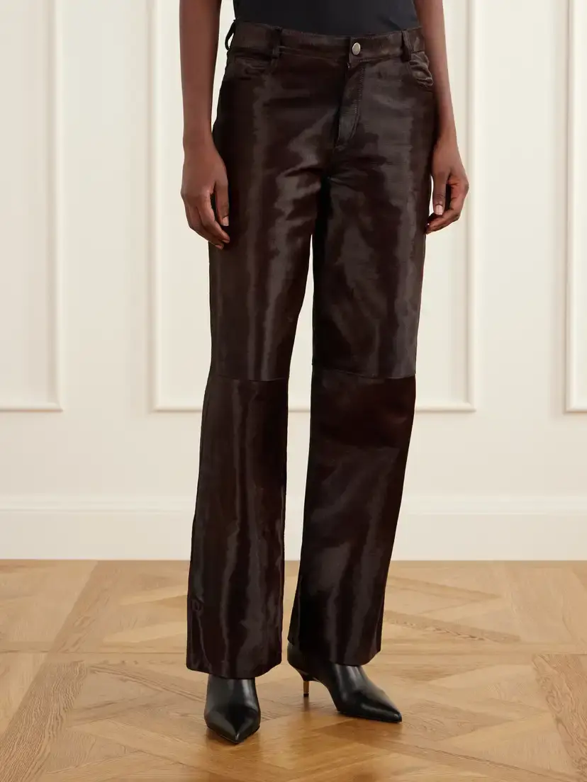 Nour Hammour Kitty Mid-rise Calf Hair Wide-leg Pants | Thumbnail 3