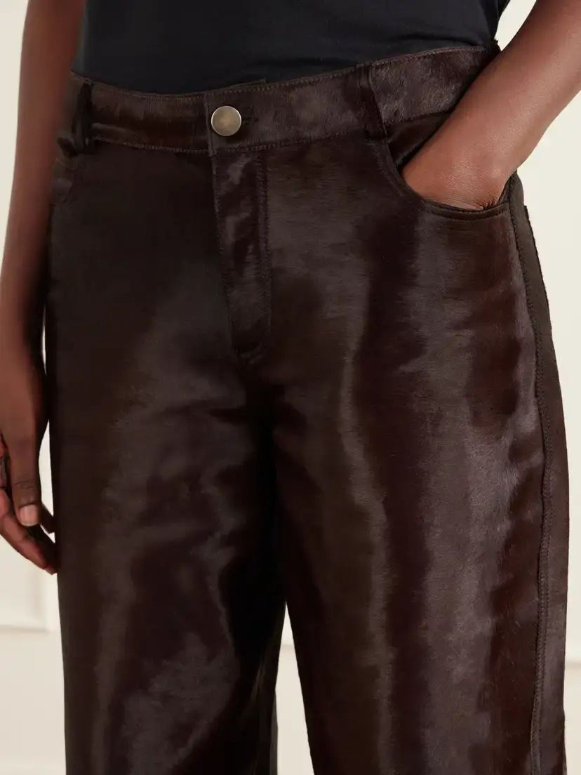 Nour Hammour Kitty Mid-rise Calf Hair Wide-leg Pants | Thumbnail 5