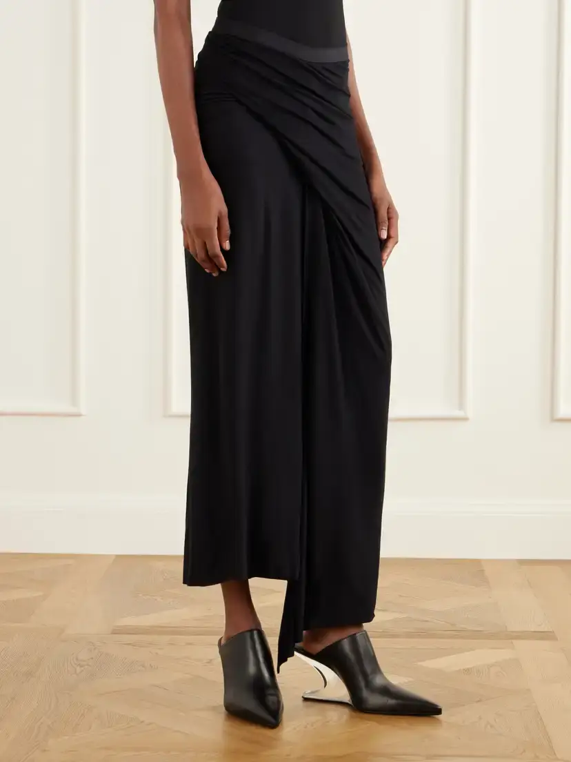 Rick Owens Anthem Draped Jersey Midi Skirt | Thumbnail 3