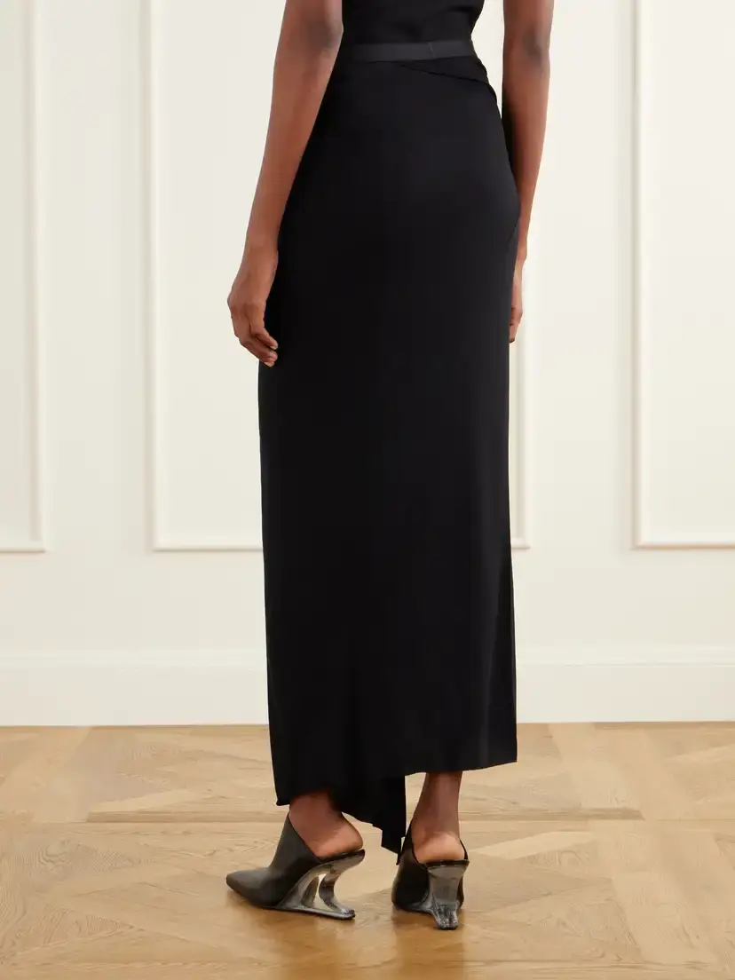 Rick Owens Anthem Draped Jersey Midi Skirt | Thumbnail 4