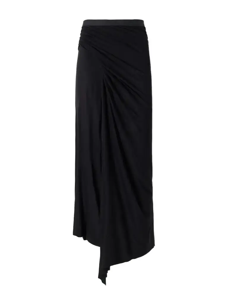 Rick Owens Anthem Draped Jersey Midi Skirt