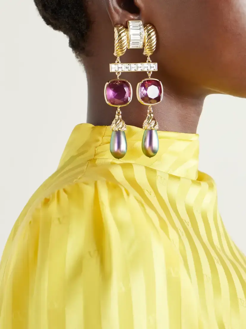 Valentino Garavani Hypergoutte Gold-tone, Crystal And Resin Earrings | Thumbnail 2