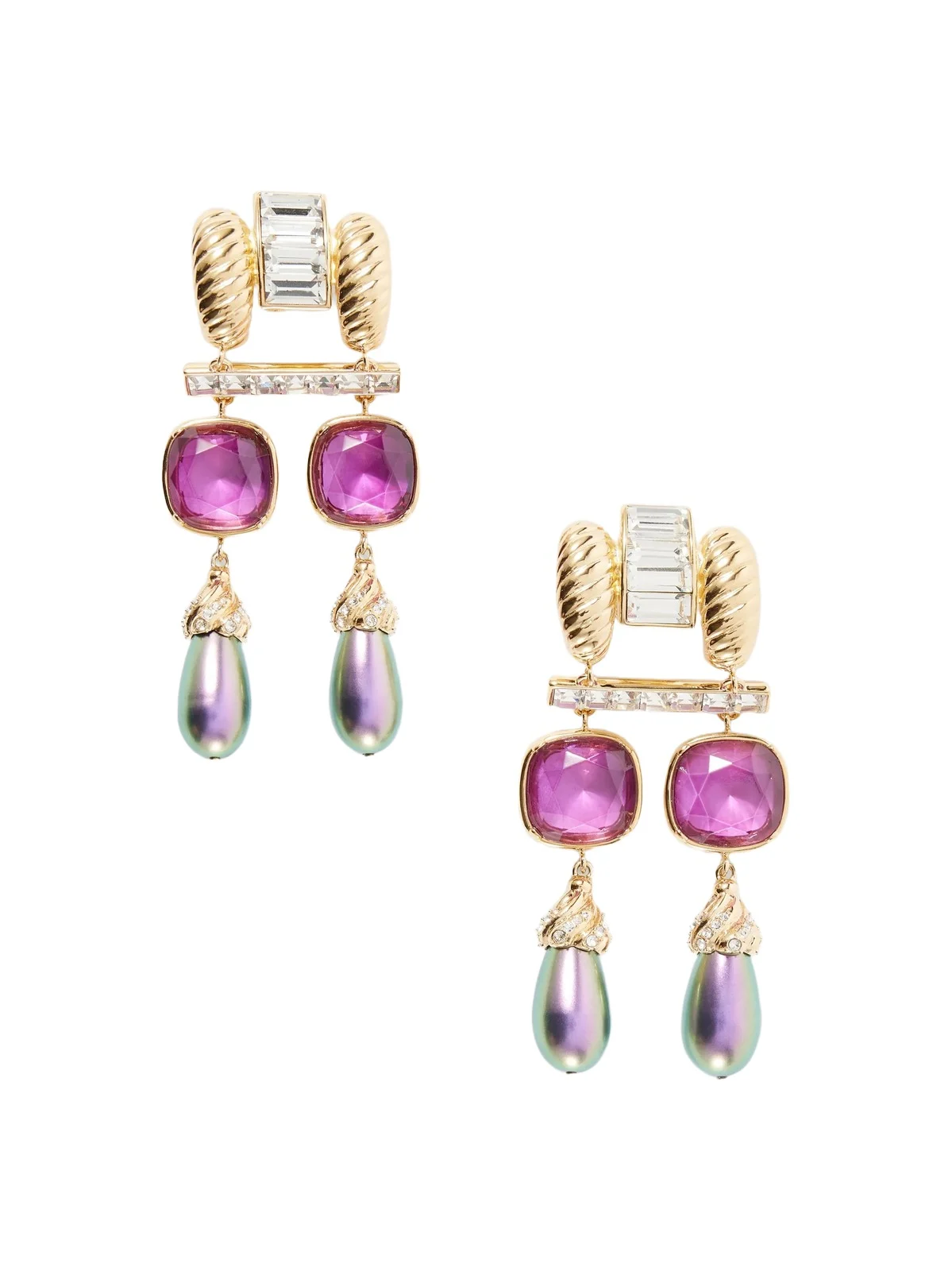 Valentino Garavani Hypergoutte Gold-tone, Crystal And Resin Earrings