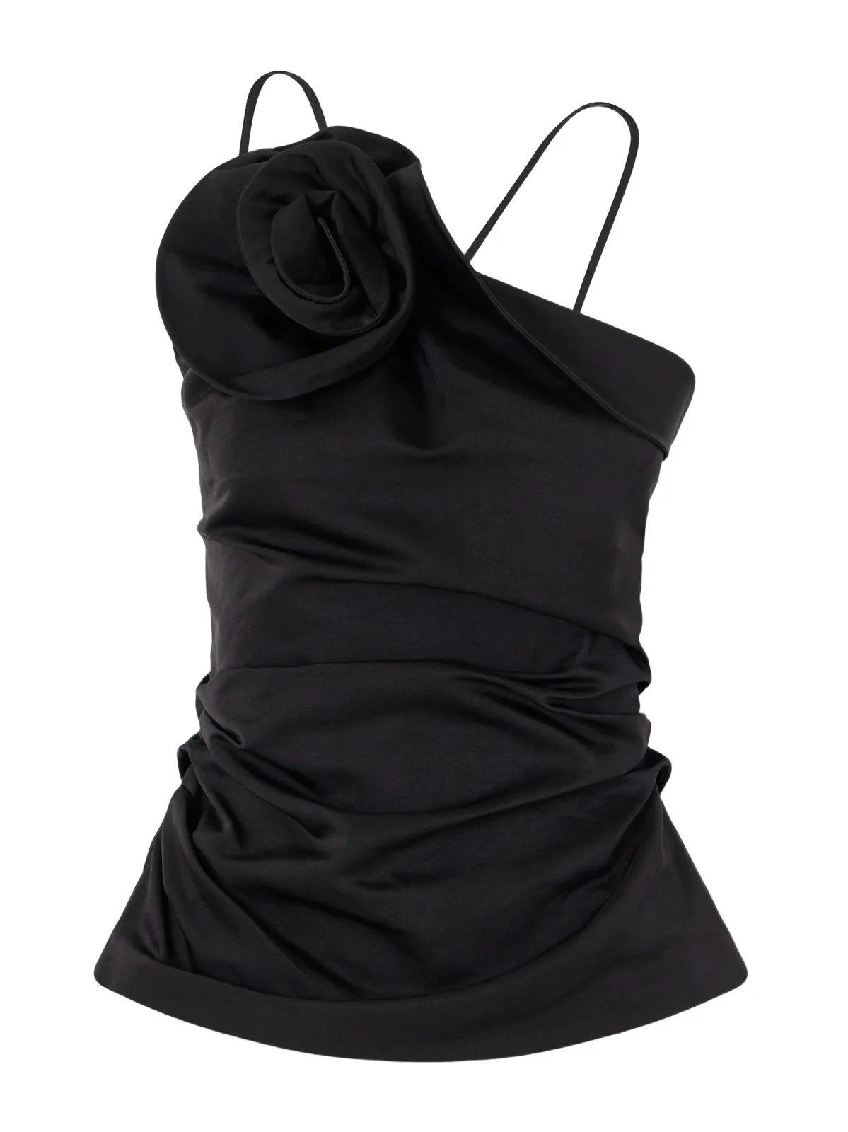 Magda Butrym Floral-appliquéd Cotton And Silk-blend Cami - Black