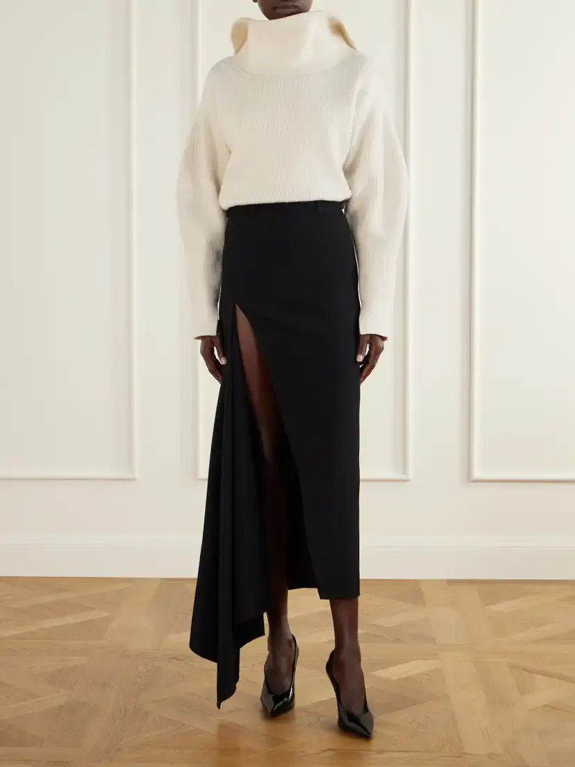 Givenchy Asymmetric Wool Midi Skirt | Thumbnail 2