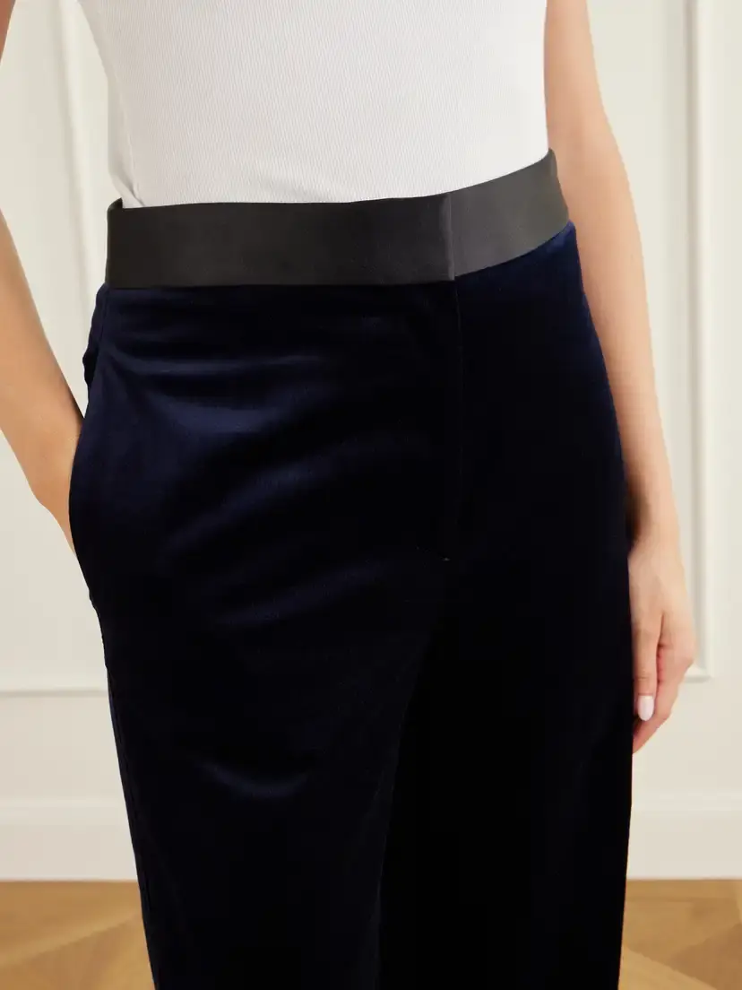 Victoria Beckham Alina Satin-trimmed Cotton-blend Velvet Flared Pants | Thumbnail 5 Victoria Beckham Alina Satin-trimmed Cotton-blend Velvet Flared Pants | Thumbnail 5