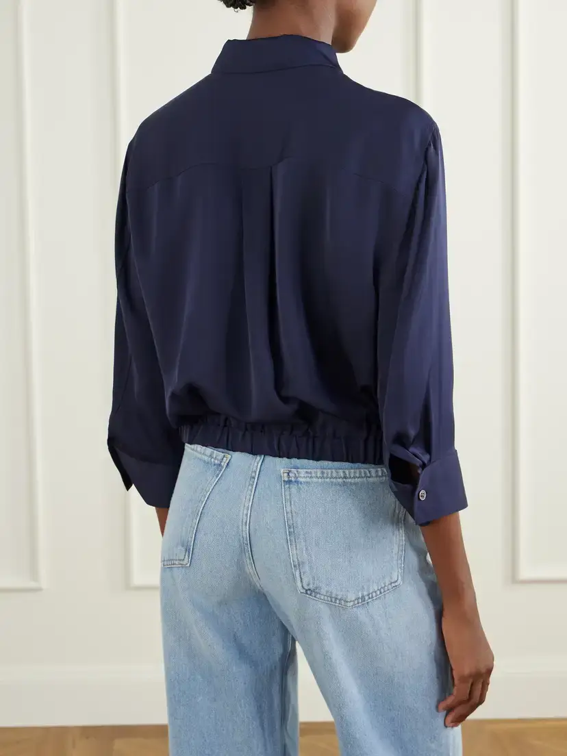Theory Gathered Crop Silk-crepe Shirt | Thumbnail 4 Theory Gathered Crop Silk-crepe Shirt | Thumbnail 4