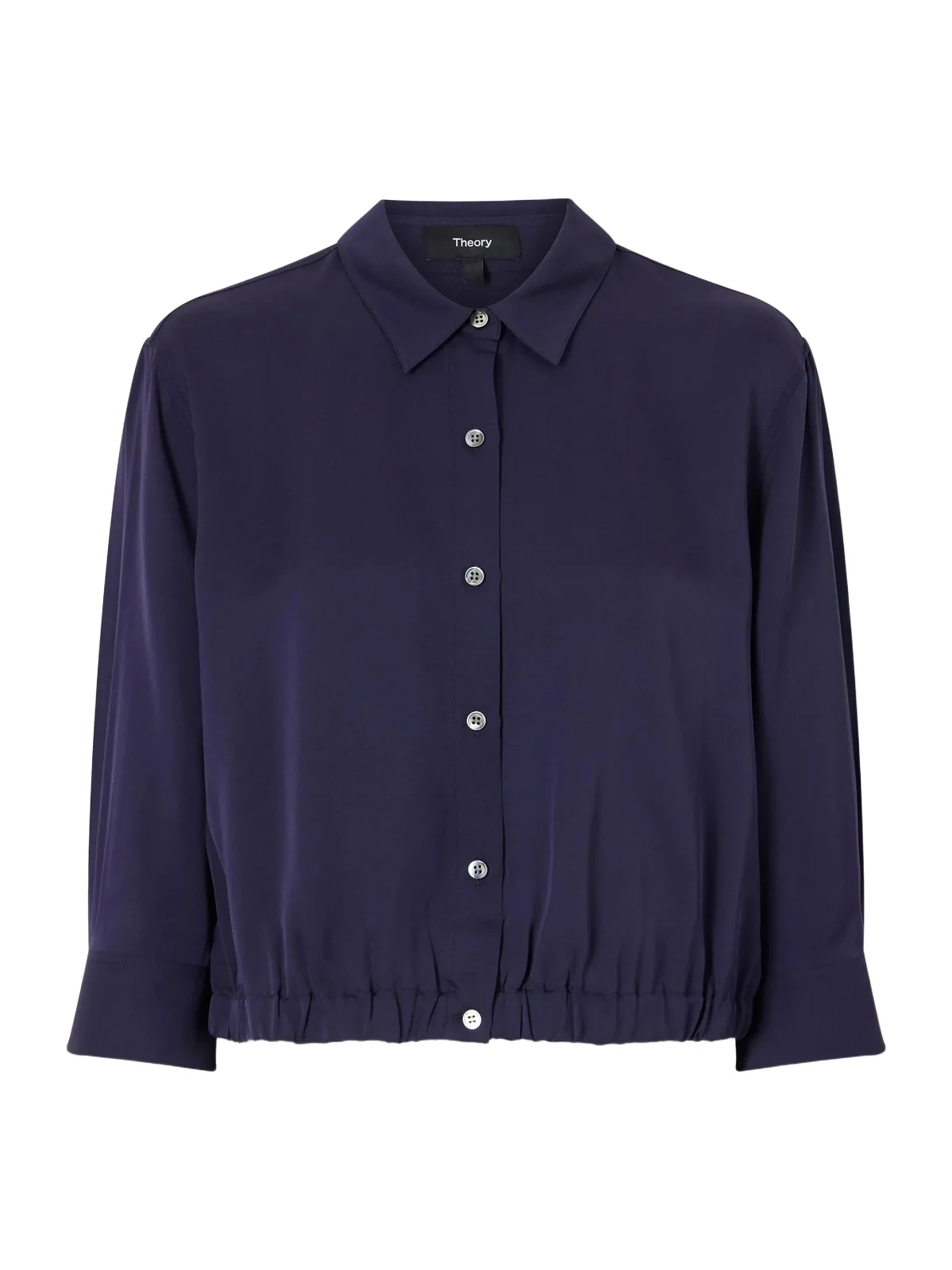 Theory Gathered Crop Silk-crepe Shirt