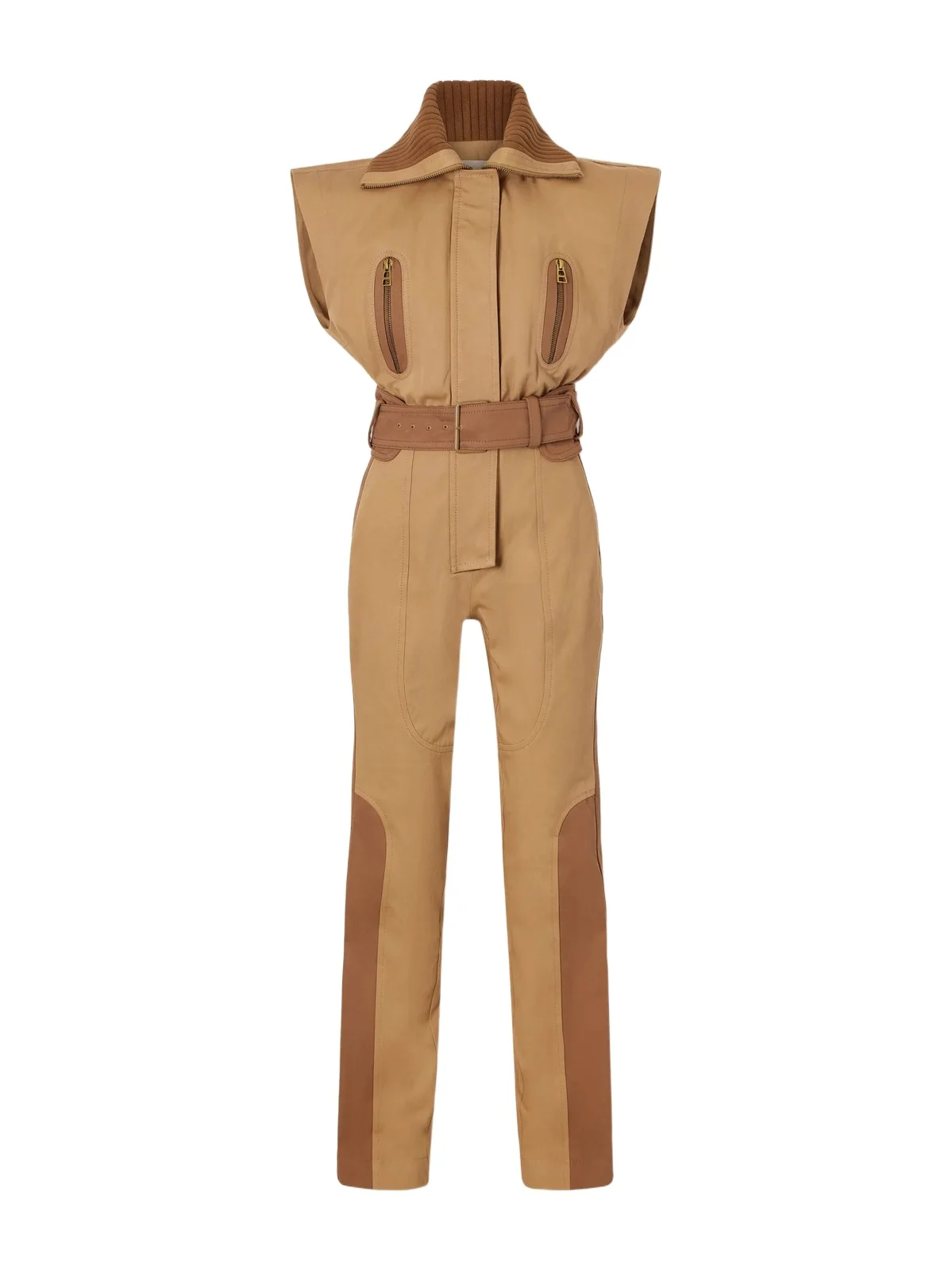 Valiant Belted Rib-trimmed Cotton-drill Jumpsuit Valiant Belted Rib-trimmed Cotton-drill Jumpsuit