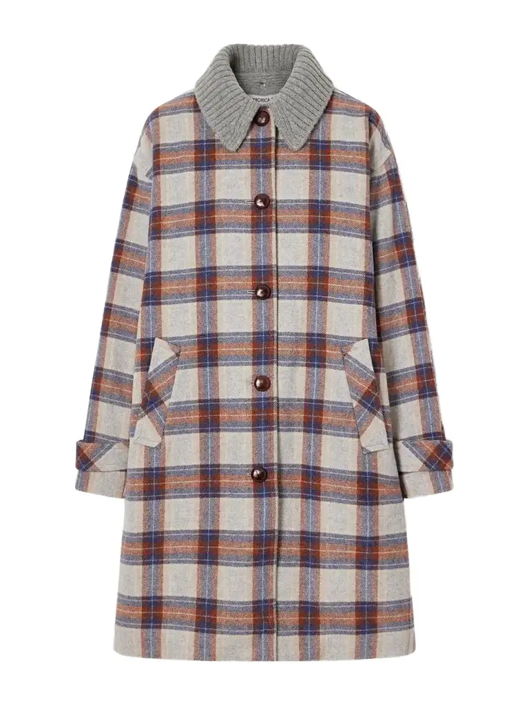 Veronica Beard Laurent Checked Wool-blend Twill Coat