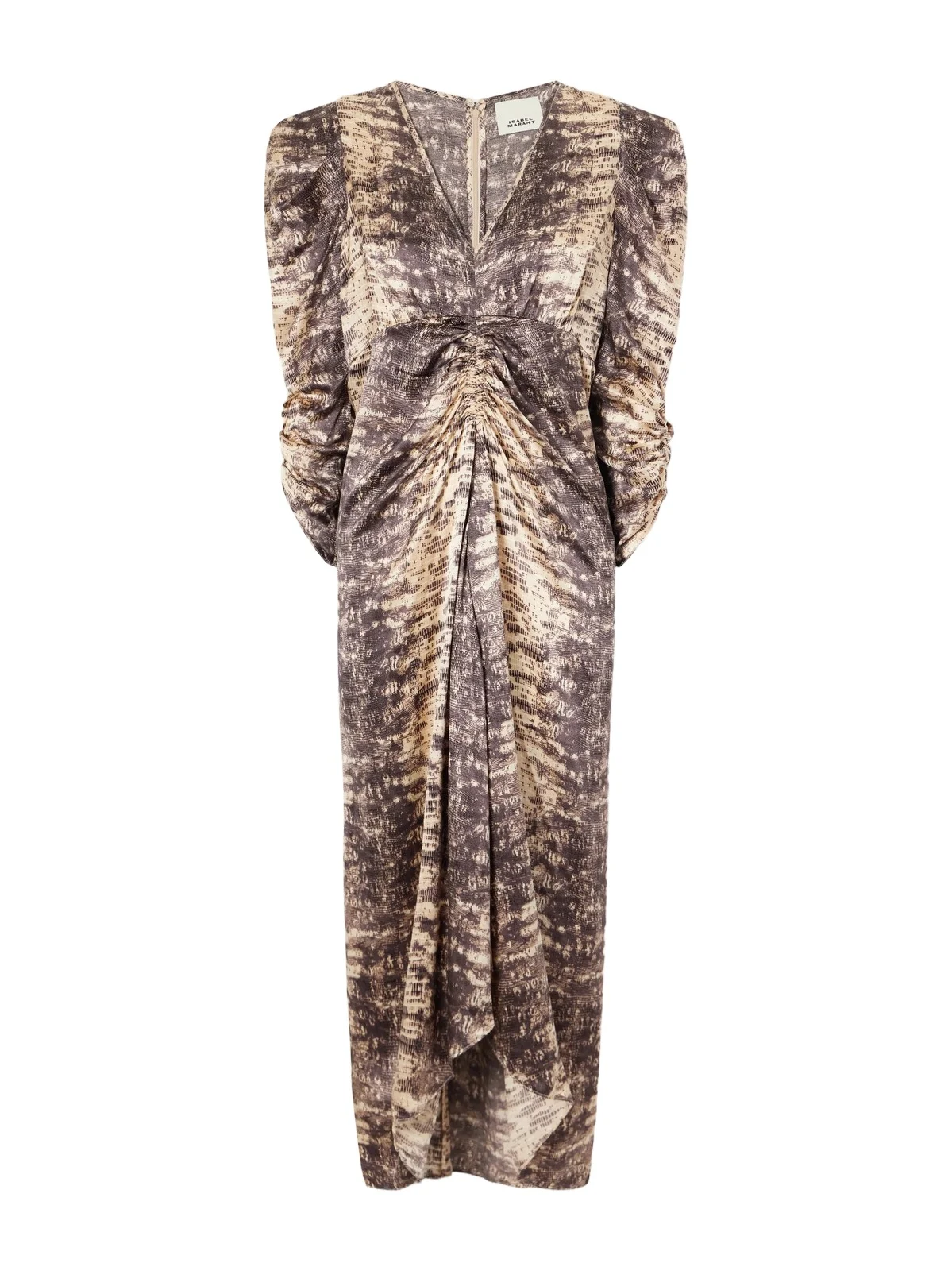Albini Gathered Asymmetric Snake-print Silk Midi Dress Albini Gathered Asymmetric Snake-print Silk Midi Dress