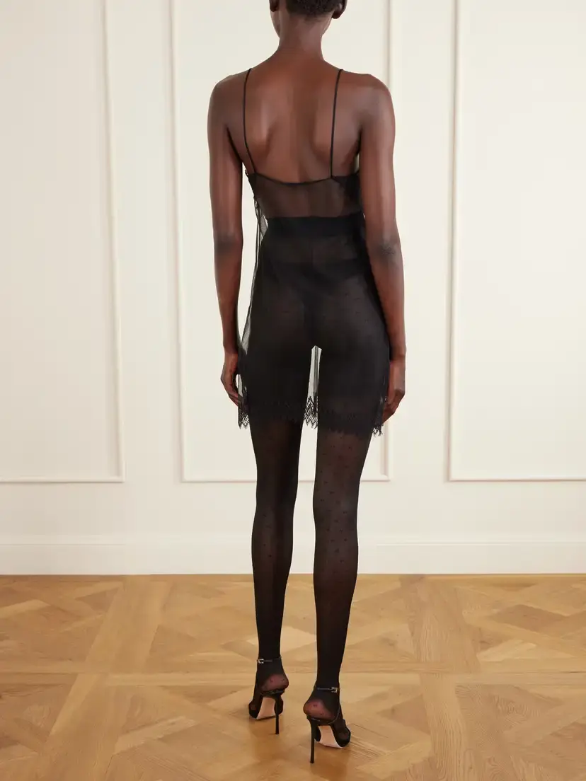 Tom Ford Lace-trimmed Stretch-tulle Mini Dress | Thumbnail 4 Tom Ford Lace-trimmed Stretch-tulle Mini Dress | Thumbnail 4