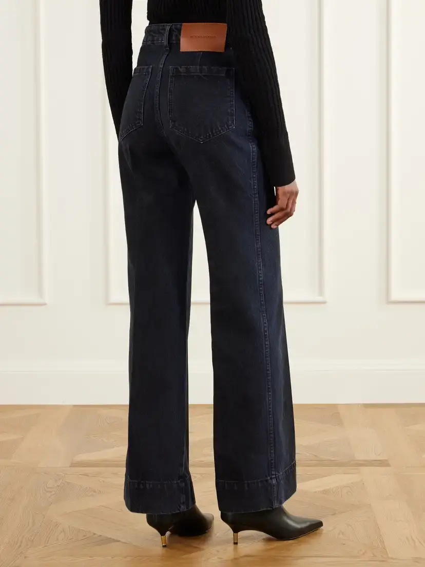 Victoria Beckham Alina Logo-embroidered High-rise Flared Jeans | Thumbnail 4