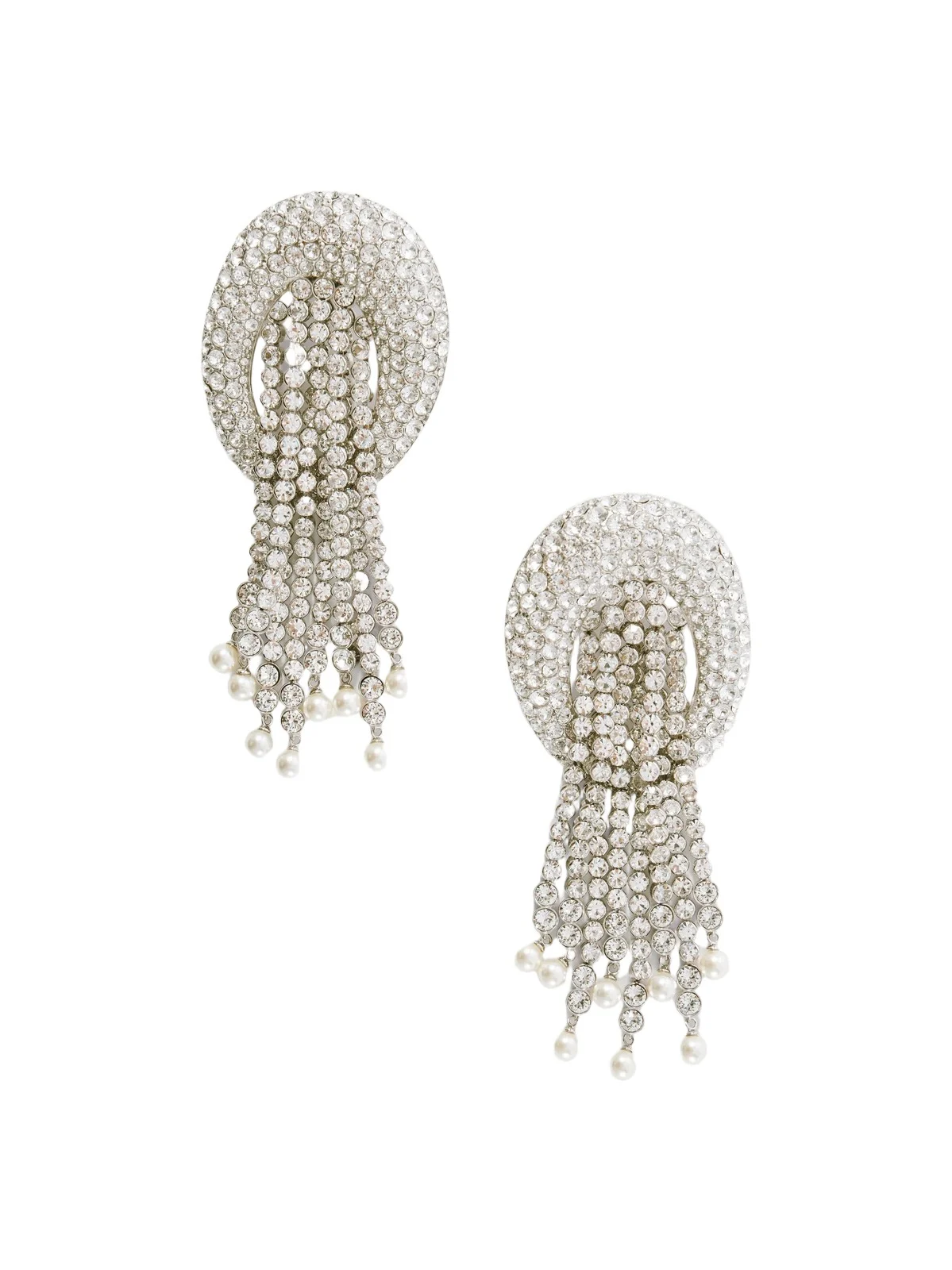 Kabarett Silver-tone Crystal And Bead Earrings Kabarett Silver-tone Crystal And Bead Earrings