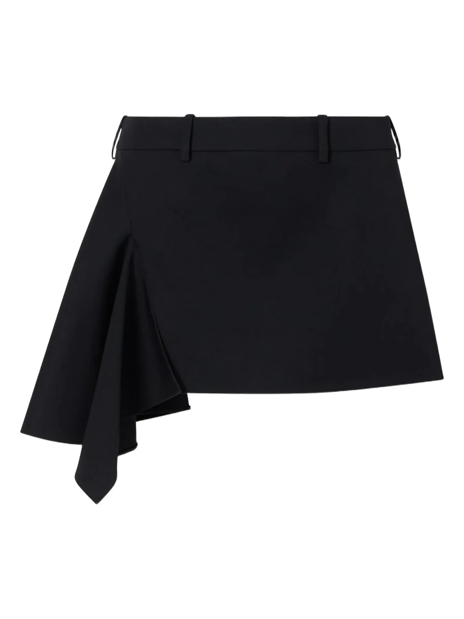 Asymmetric Grain De Poudre Wool Mini Skirt Asymmetric Grain De Poudre Wool Mini Skirt