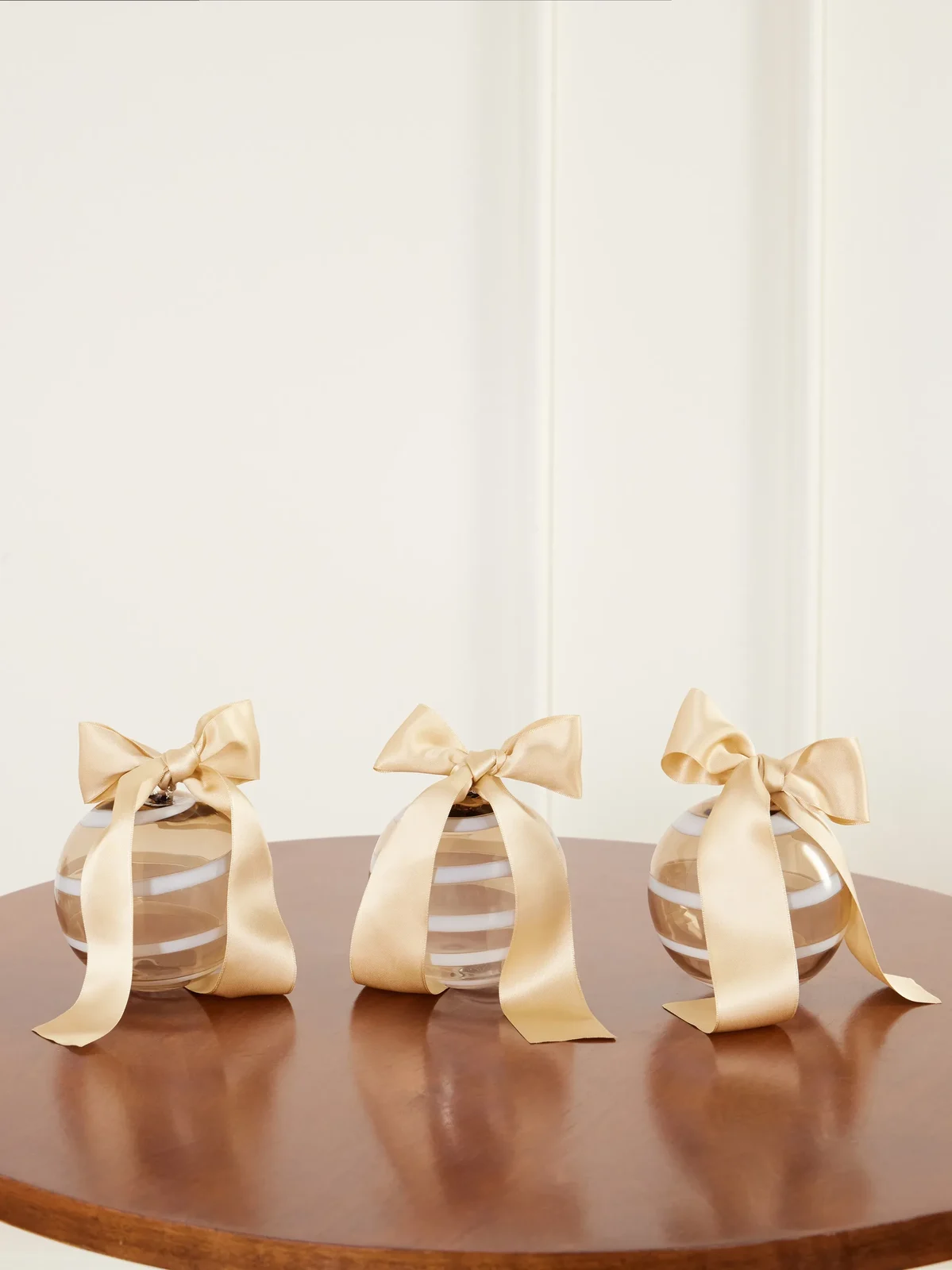Brunello Cucinelli Set Of Three Striped Glass Ornaments