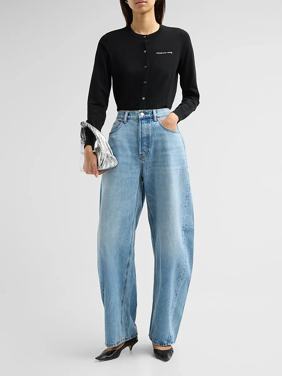 Alexander Wang Women's Hotfix Logo Crewneck Cardigan | Thumbnail 2 Alexander Wang Women's Hotfix Logo Crewneck Cardigan | Thumbnail 2
