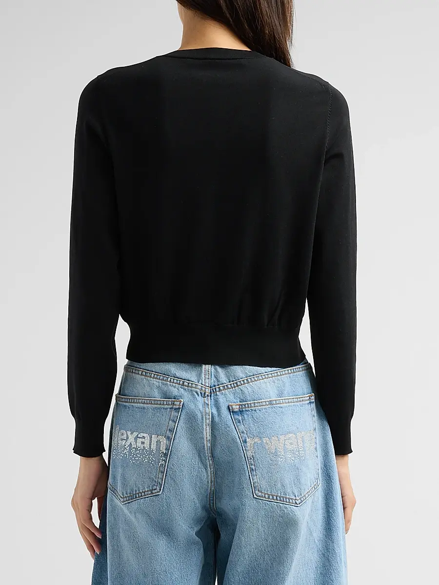 Alexander Wang Women's Hotfix Logo Crewneck Cardigan | Thumbnail 3 Alexander Wang Women's Hotfix Logo Crewneck Cardigan | Thumbnail 3