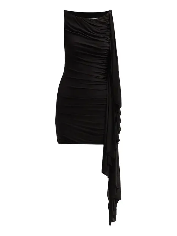 Women's Asymmetric Ruched Mini Dress
