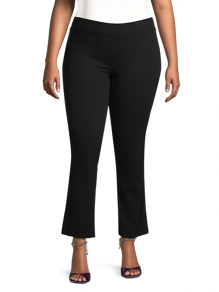 Ming Wang Women's Plus Size Deco Crepe Ankle Pants | Thumbnail 3 Ming Wang Women's Plus Size Deco Crepe Ankle Pants | Thumbnail 3