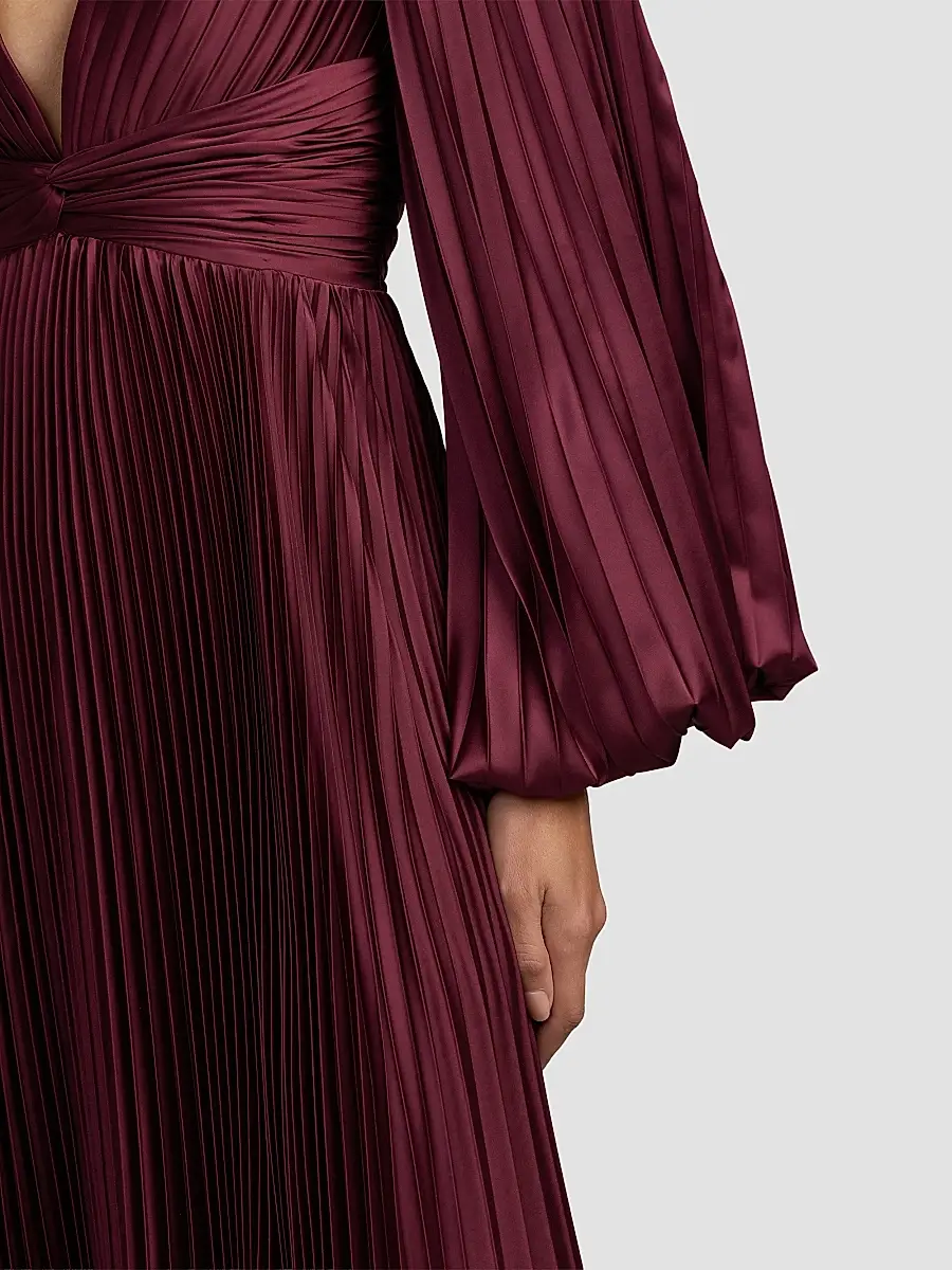 Mac Duggal Women's Pleated Charmeuse Deep V-Neck Gown | Thumbnail 5 Mac Duggal Women's Pleated Charmeuse Deep V-Neck Gown | Thumbnail 5