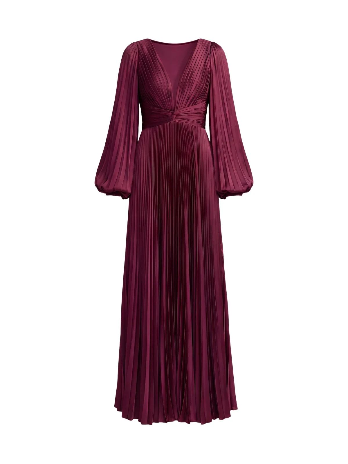 Women's Pleated Charmeuse Deep V-Neck Gown Women's Pleated Charmeuse Deep V-Neck Gown