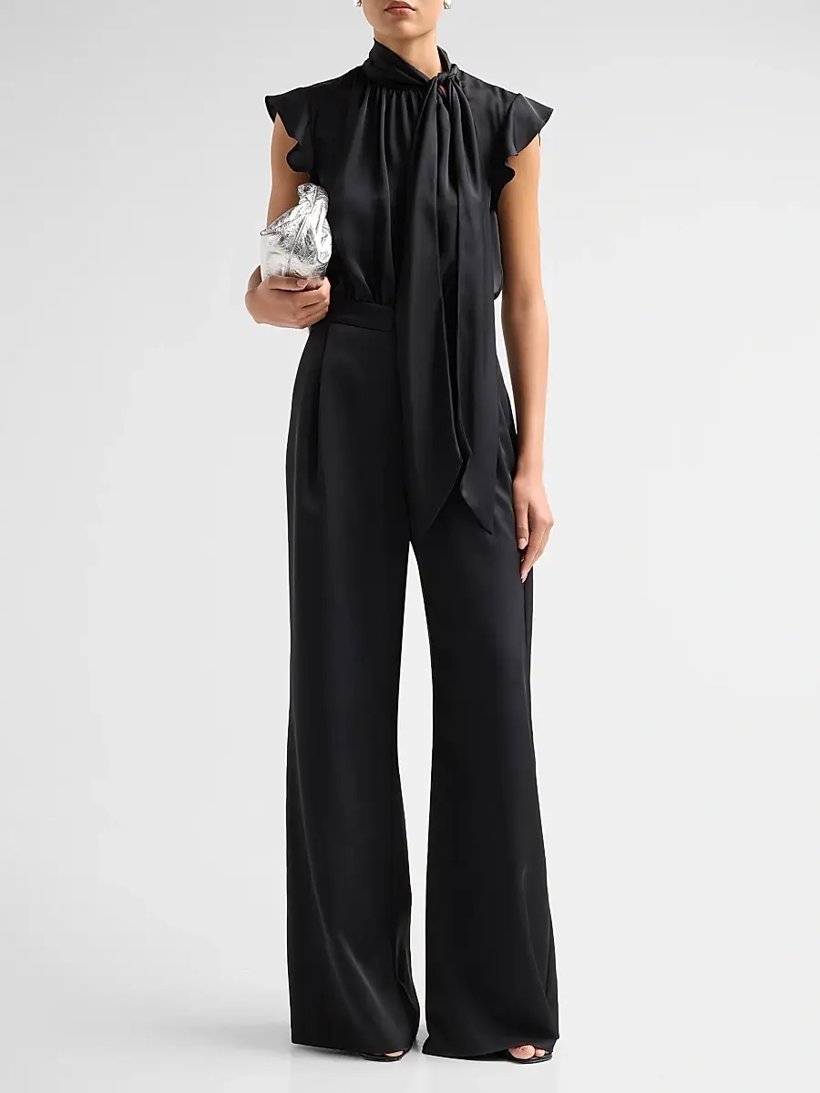 Ramy Brook Women's Irene Satin Tieneck Draped Jumpsuit | Thumbnail 2 Ramy Brook Women's Irene Satin Tieneck Draped Jumpsuit | Thumbnail 2