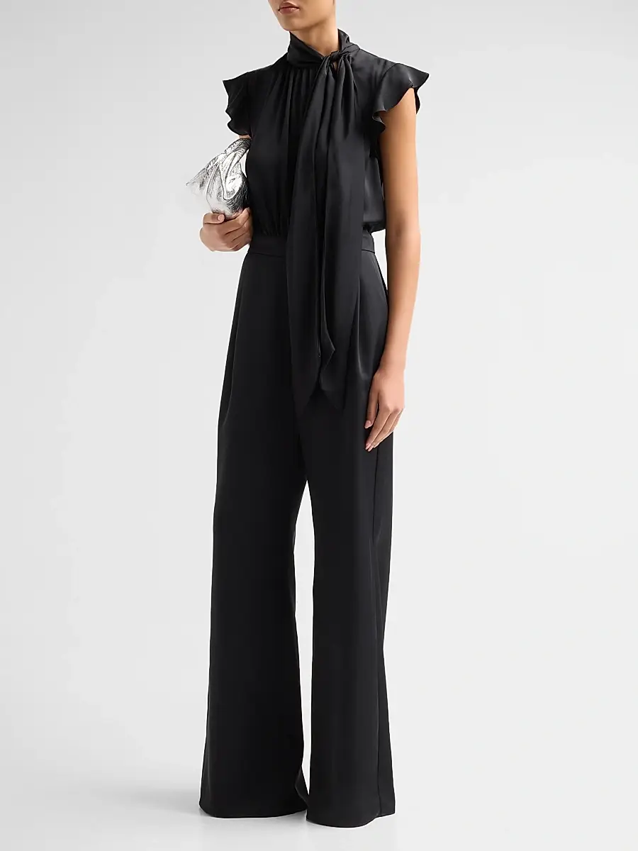 Ramy Brook Women's Irene Satin Tieneck Draped Jumpsuit | Thumbnail 4 Ramy Brook Women's Irene Satin Tieneck Draped Jumpsuit | Thumbnail 4