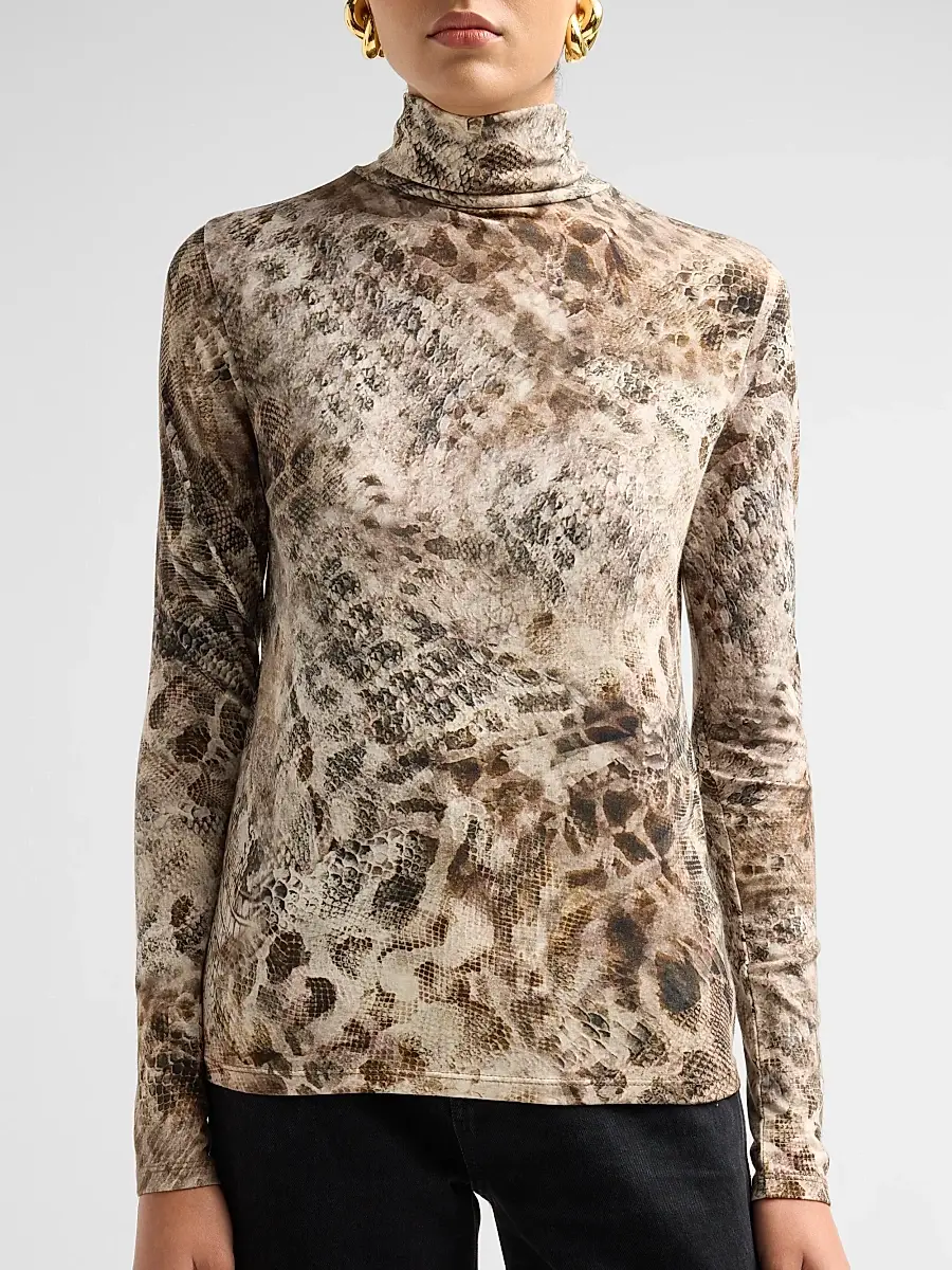 Ramy Brook Women's Thea Python-Print Cotton-Blend Top | Thumbnail 5